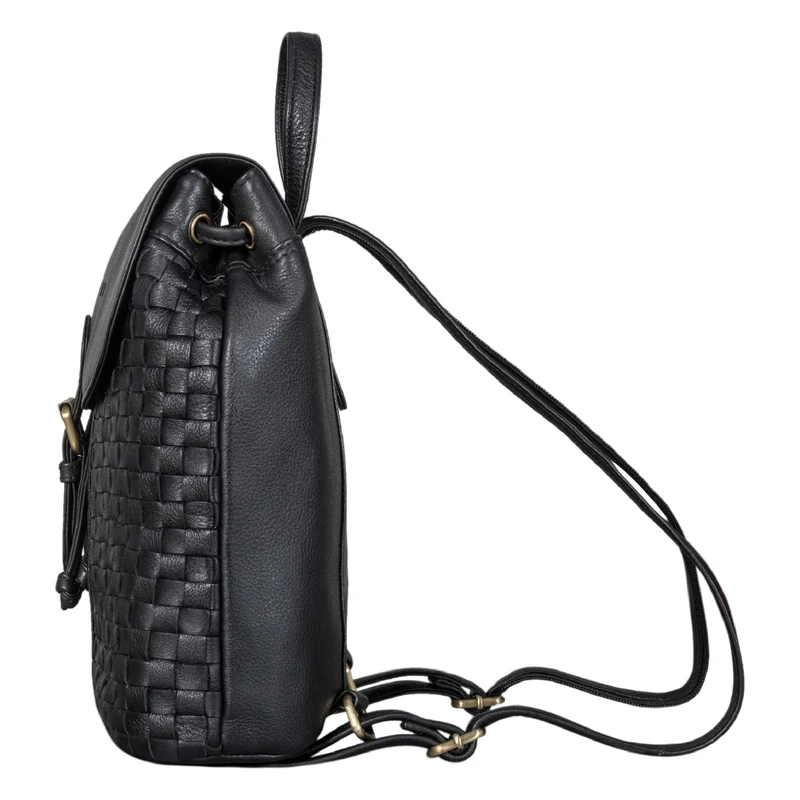 "Camilla" Kleiner Lederrucksack Damen im Boho-Look geflochten
