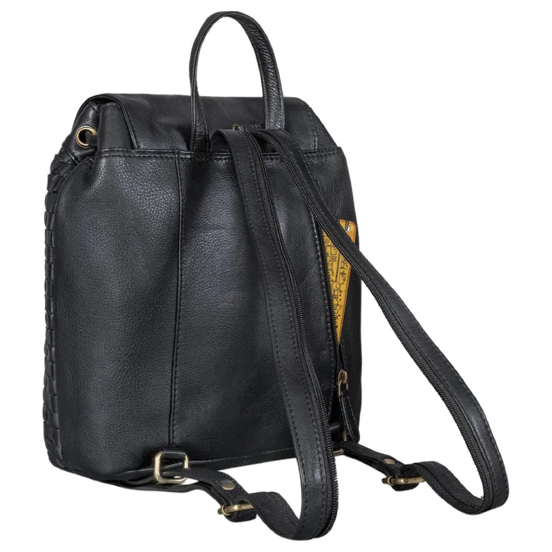 "Camilla" Kleiner Lederrucksack Damen im Boho-Look geflochten