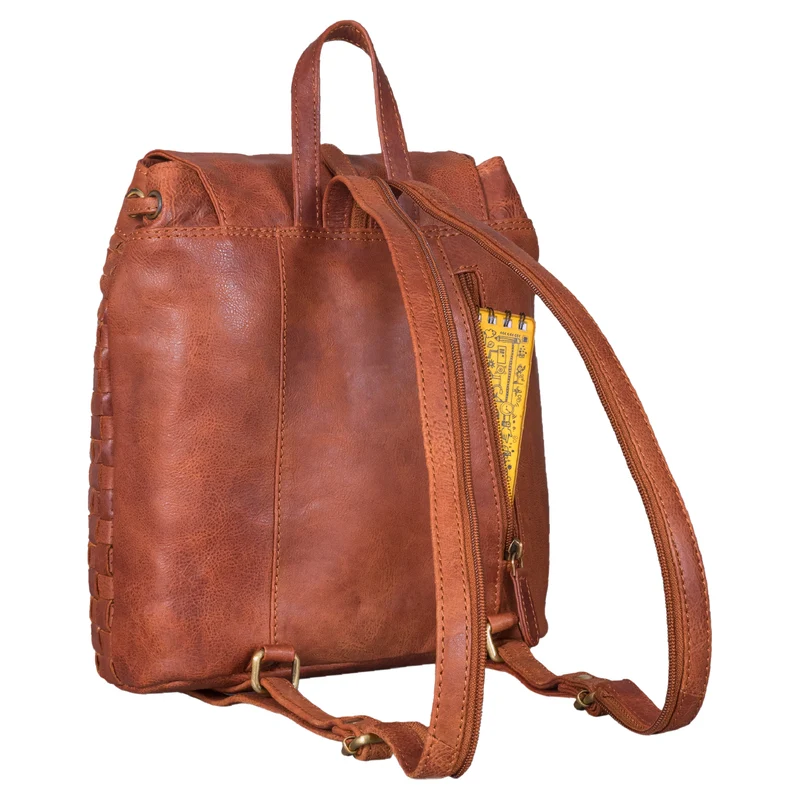 "Camilla" Kleiner Lederrucksack Damen im Boho-Look geflochten