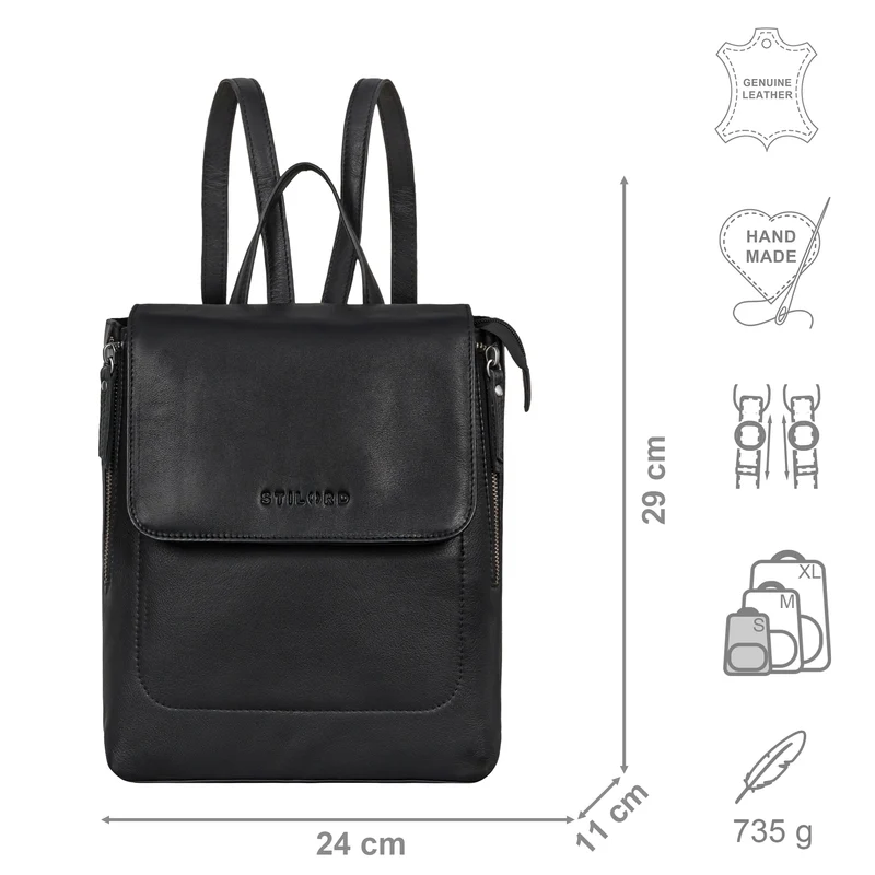 "Gesa" Eleganter Damen Rucksack Leder Klein