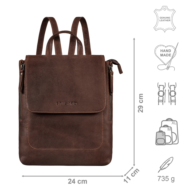 "Gesa" Eleganter Damen Rucksack Leder Klein