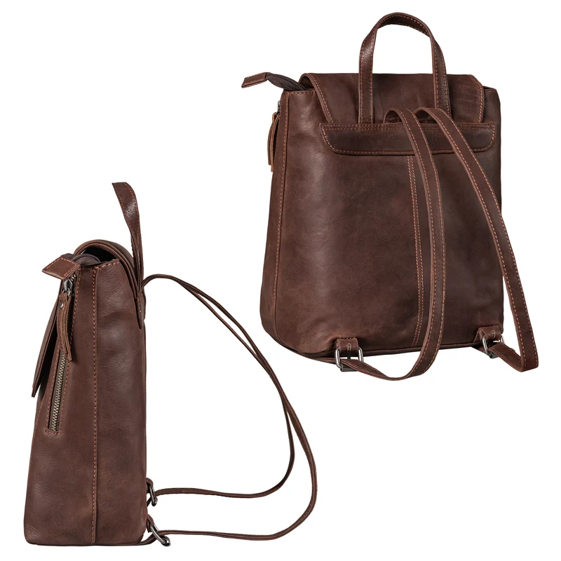 "Gesa" Eleganter Damen Rucksack Leder Klein