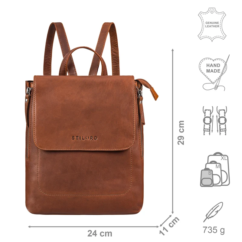 "Gesa" Eleganter Damen Rucksack Leder Klein