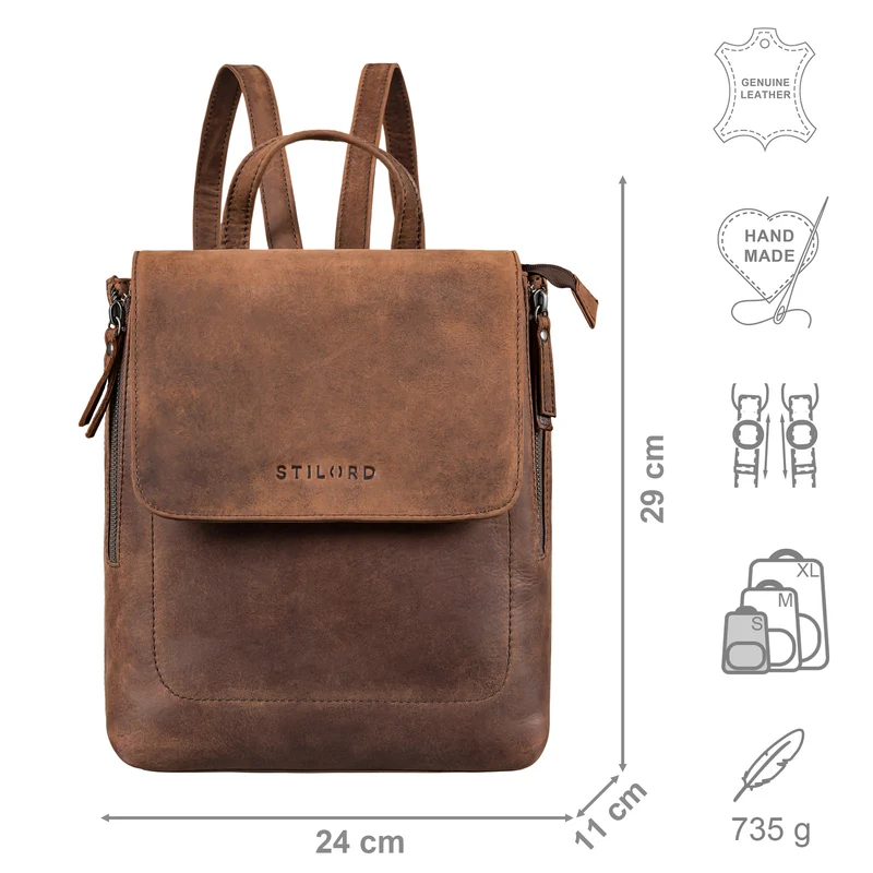 "Gesa" Eleganter Damen Rucksack Leder Klein
