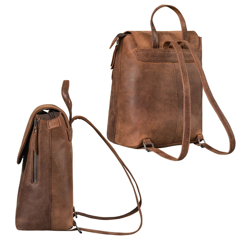 "Gesa" Eleganter Damen Rucksack Leder Klein