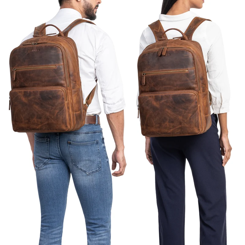 "Albus" Geräumiger Leder Rucksack mit vielen Fächern