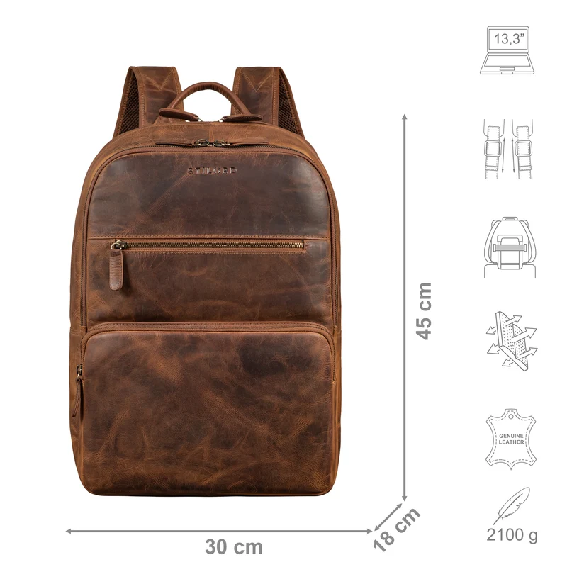 "Albus" Geräumiger Leder Rucksack mit vielen Fächern