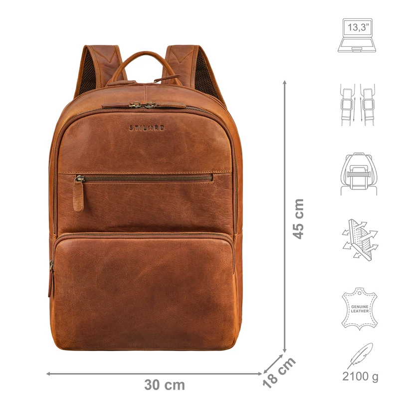 "Albus" Geräumiger Leder Rucksack mit vielen Fächern
