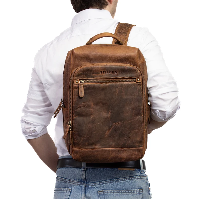 "Yuki" Business Lederrucksack Herren für 13.3 Zoll Laptop mittel-groß