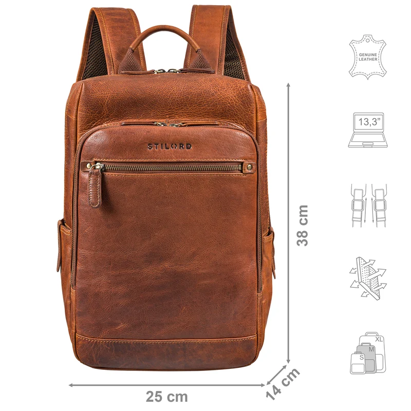 "Yuki" Business Lederrucksack Herren für 13.3 Zoll Laptop mittel-groß
