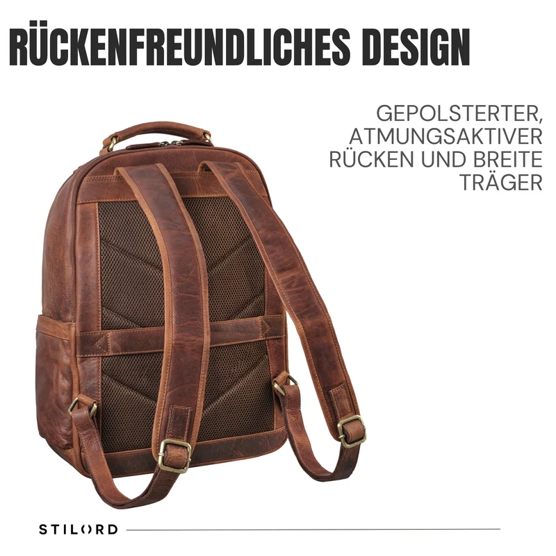 "Pavel" Business Lederrucksack Vintage mit 17.3 Zoll Laptopfach Herren Damen
