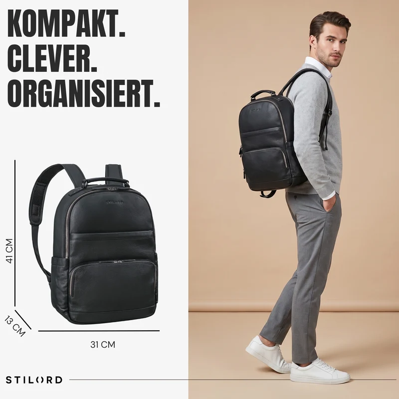 "Pavel" Business Lederrucksack Vintage mit 17.3 Zoll Laptopfach Herren Damen