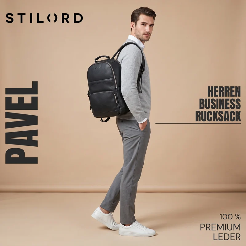 "Pavel" Business Lederrucksack Vintage mit 17.3 Zoll Laptopfach Herren Damen