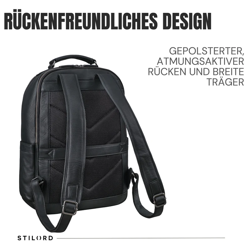 "Pavel" Business Lederrucksack Vintage mit 17.3 Zoll Laptopfach Herren Damen