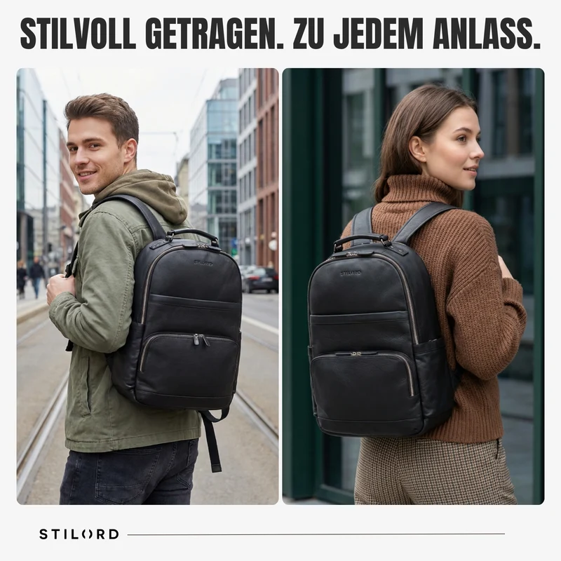 "Pavel" Business Lederrucksack Vintage mit 17.3 Zoll Laptopfach Herren Damen
