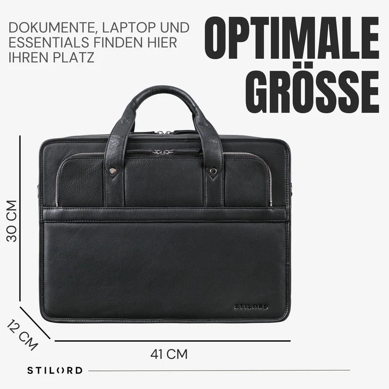 "Paolo" Geräumige Aktentasche Herren Leder Arbeitstasche 15,6 Zoll Laptop