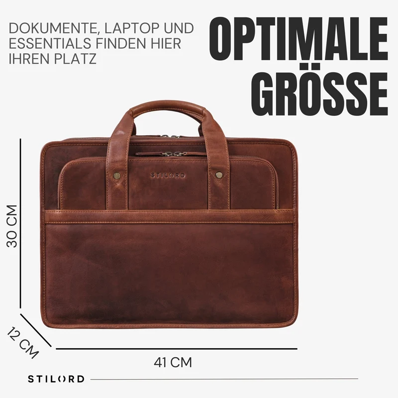 "Paolo" Geräumige Aktentasche Herren Leder Arbeitstasche 15,6 Zoll Laptop