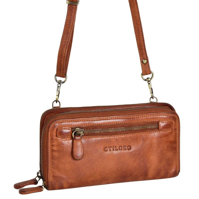 "Fara" Handytasche mit Geldbörse zum Umhängen Damen Leder