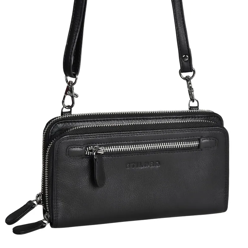 "Fara" Handytasche mit Geldbörse zum Umhängen Damen Leder
