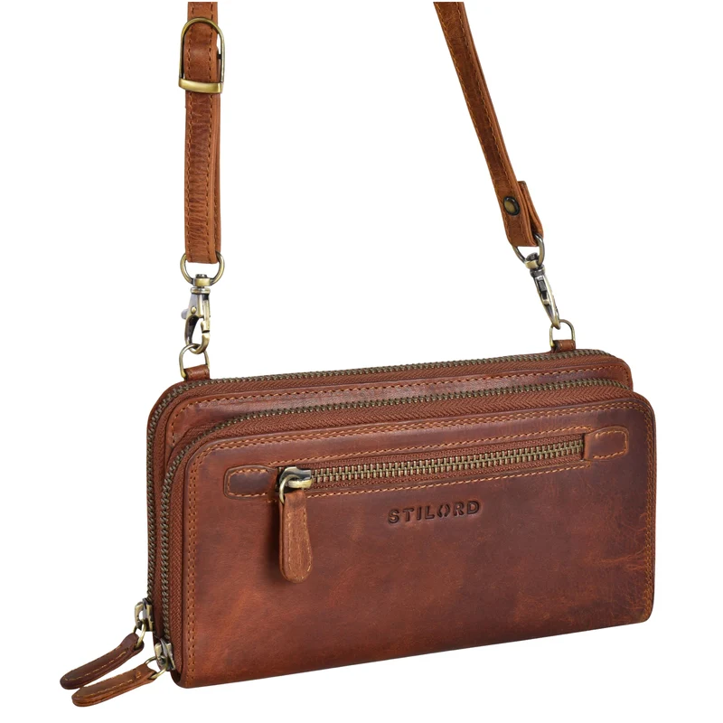 "Fara" Handytasche mit Geldbörse zum Umhängen Damen Leder