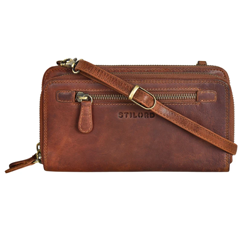 "Fara" Handytasche mit Geldbörse zum Umhängen Damen Leder