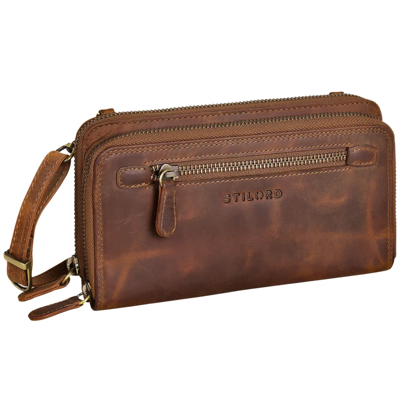 "Fara" Handytasche mit Geldbörse zum Umhängen Damen Leder