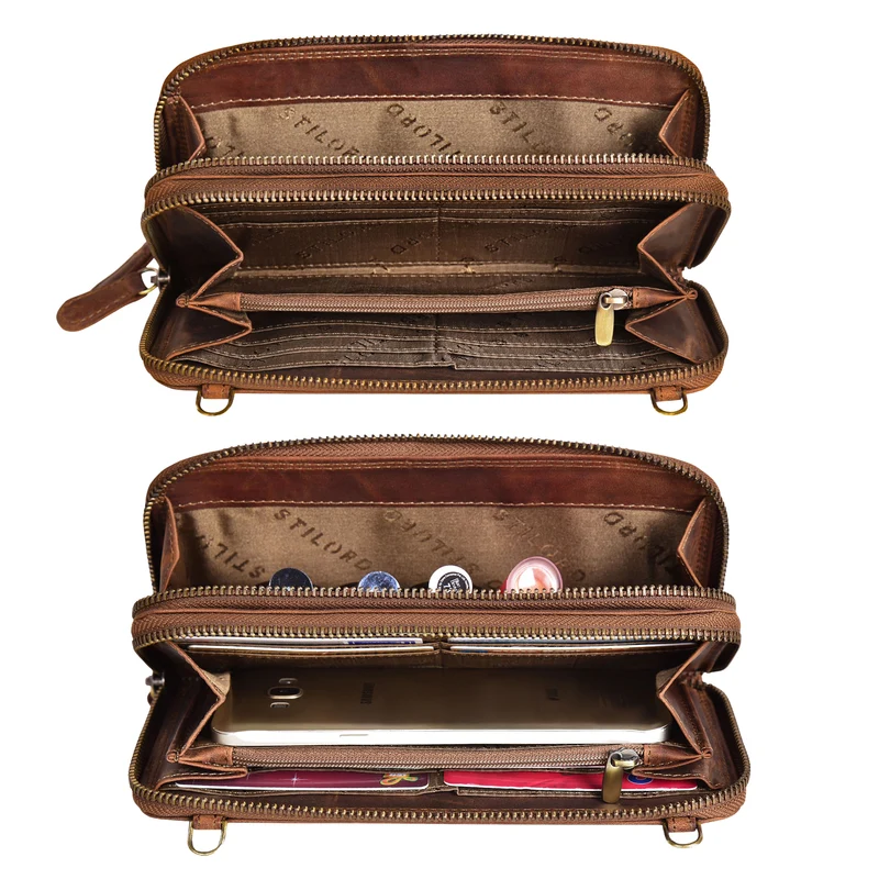 "Fara" Handytasche mit Geldbörse zum Umhängen Damen Leder