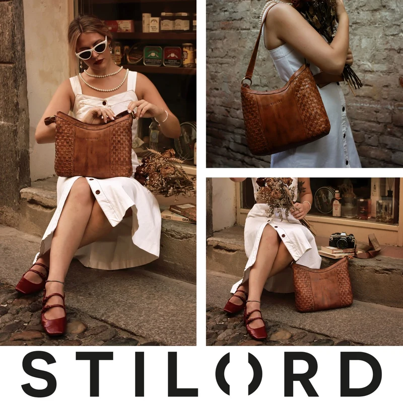 "Katharina" Elegante Hobo Bag geflochtenes Leder