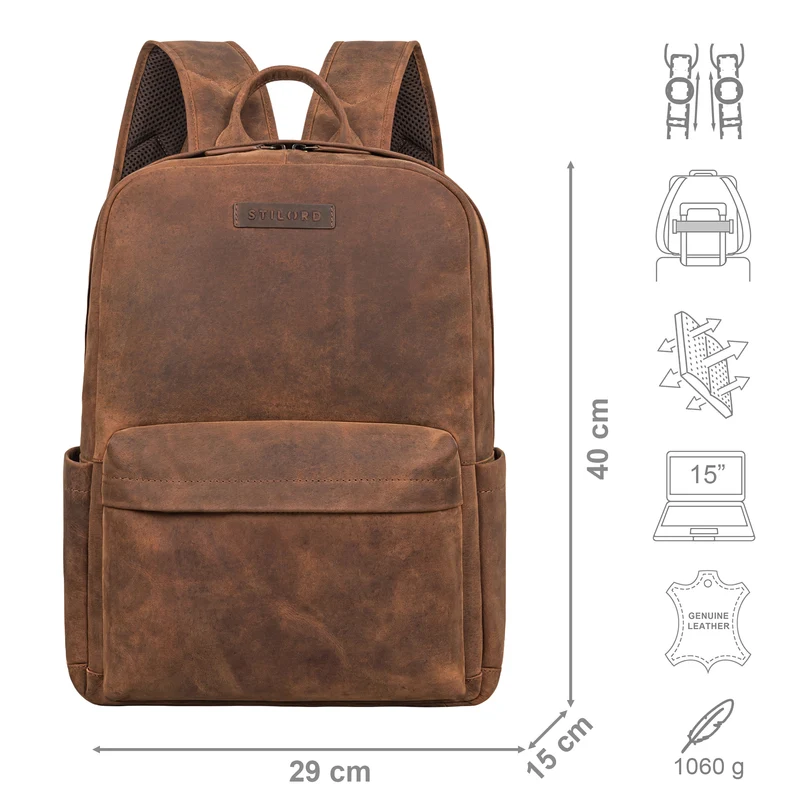"Alois" Klassischer Laptop Rucksack 15 Zoll Leder