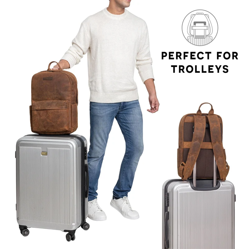 "Alois" Klassischer Laptop Rucksack 15 Zoll Leder