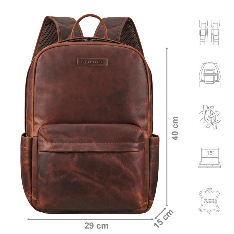 "Alois" Klassischer Laptop Rucksack 15 Zoll Leder