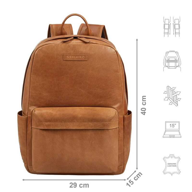 "Alois" Klassischer Laptop Rucksack 15 Zoll Leder