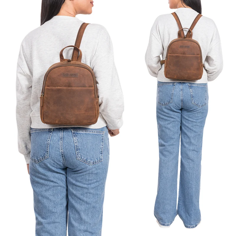 "Elonora" Vintage Leder Rucksack Tasche 2 in 1 Damen