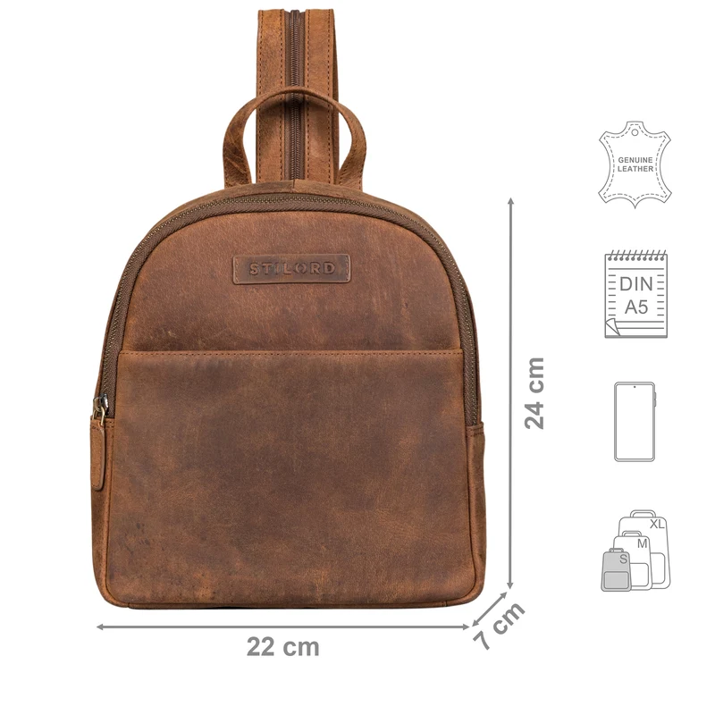 "Elonora" Vintage Leder Rucksack Tasche 2 in 1 Damen