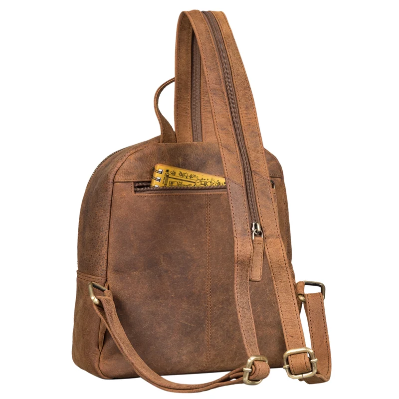"Elonora" Vintage Leder Rucksack Tasche 2 in 1 Damen
