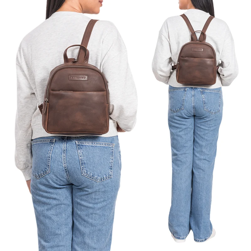 "Elonora" Vintage Leder Rucksack Tasche 2 in 1 Damen