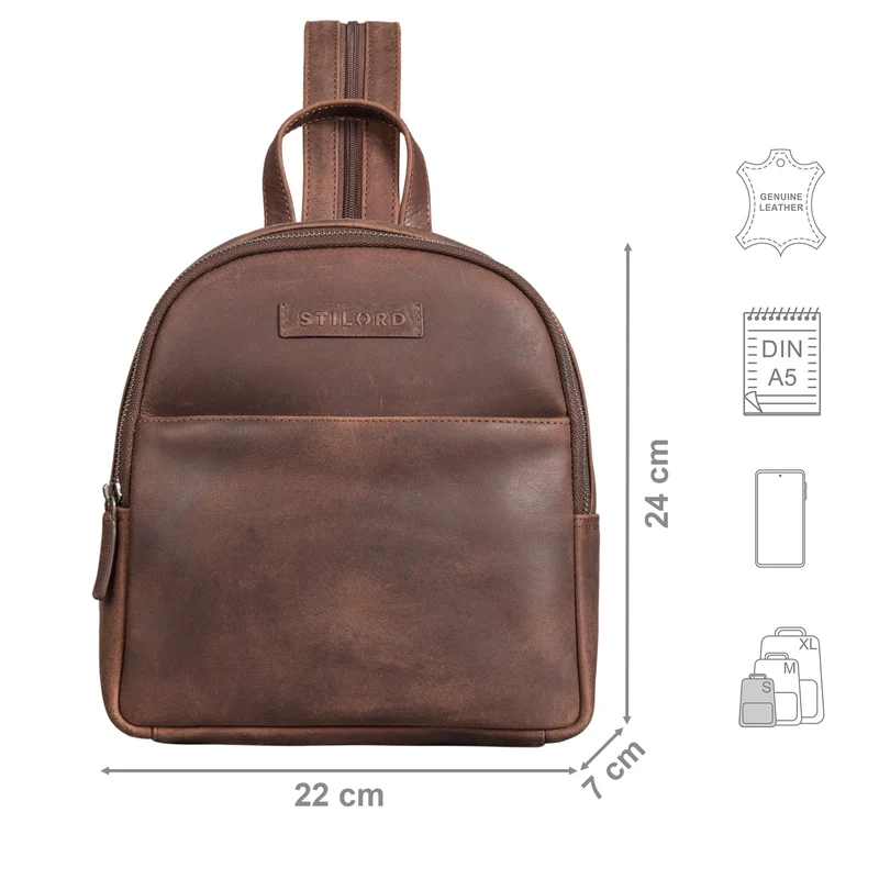 "Elonora" Vintage Leder Rucksack Tasche 2 in 1 Damen
