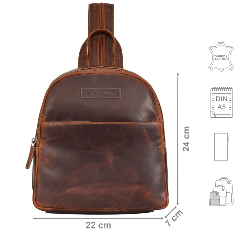 "Elonora" Vintage Leder Rucksack Tasche 2 in 1 Damen