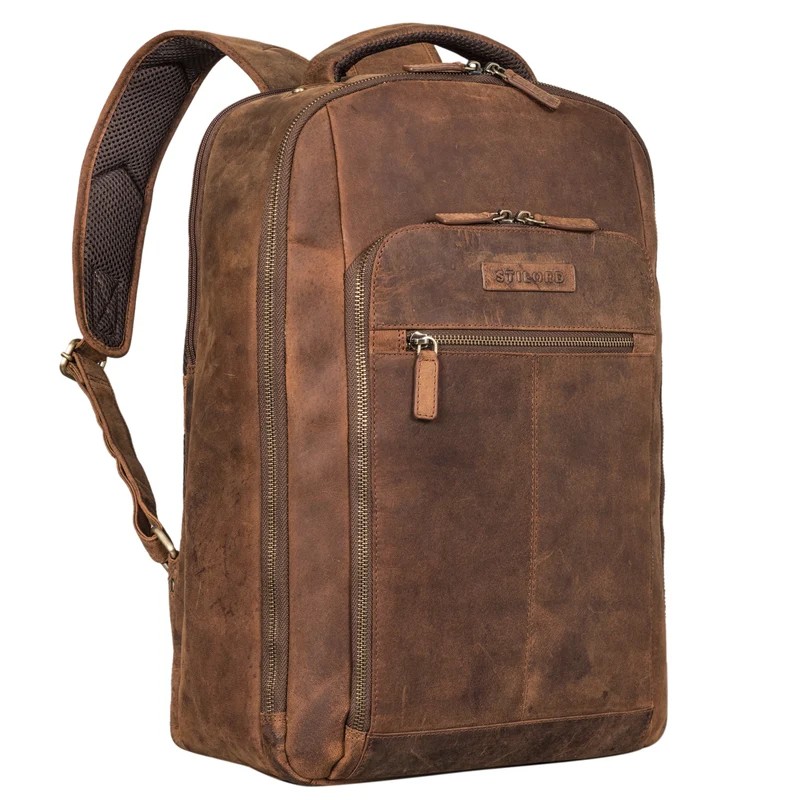 "Gustav" Leder-Rucksack mit Laptop-Fach 15 - 16 Zoll Damen Herren groß