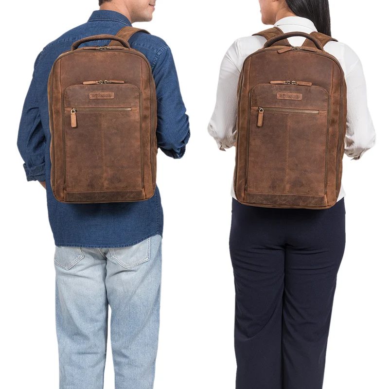 "Gustav" Leder-Rucksack mit Laptop-Fach 15 - 16 Zoll Damen Herren groß