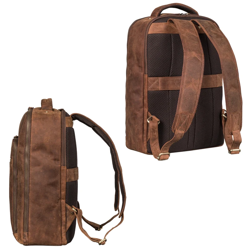 "Gustav" Leder-Rucksack mit Laptop-Fach 15 - 16 Zoll Damen Herren groß