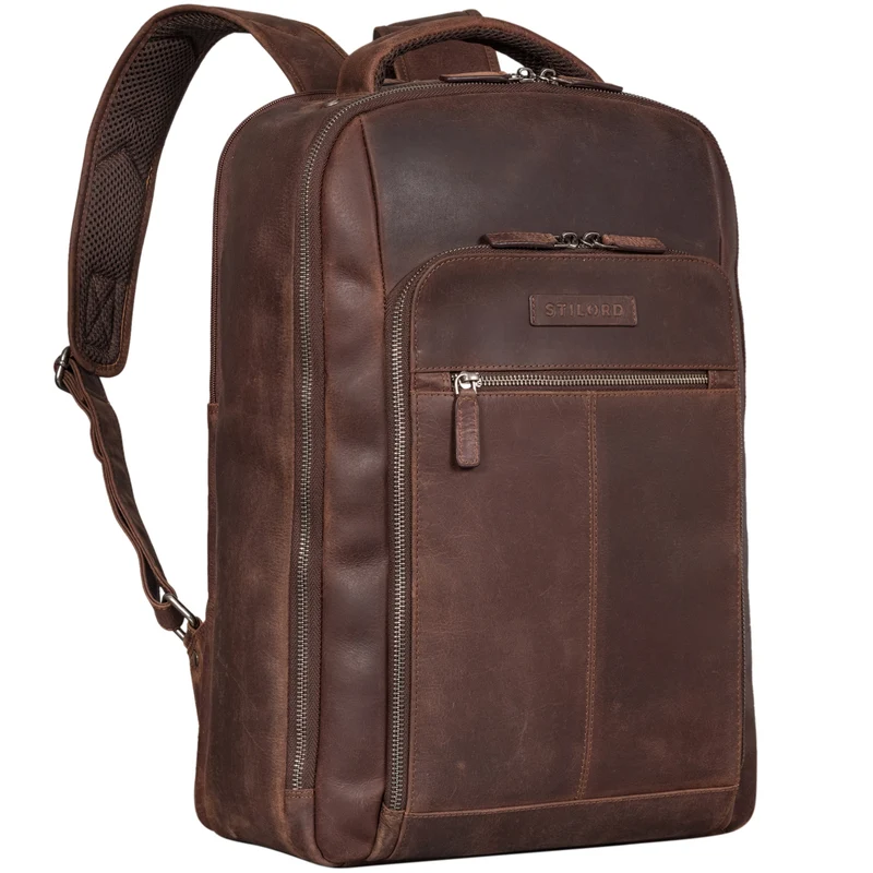 "Gustav" Leder-Rucksack mit Laptop-Fach 15 - 16 Zoll Damen Herren groß
