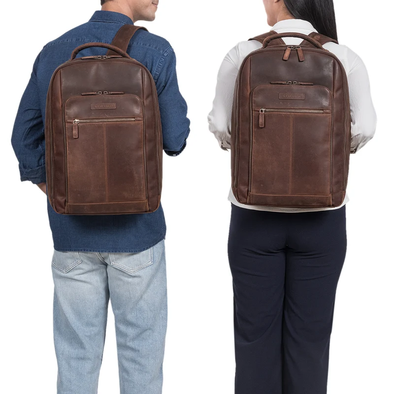 "Gustav" Leder-Rucksack mit Laptop-Fach 15 - 16 Zoll Damen Herren groß