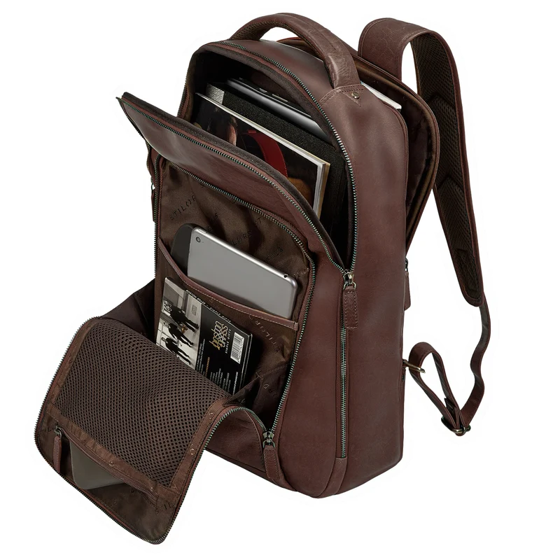 "Gustav" Leder-Rucksack mit Laptop-Fach 15 - 16 Zoll Damen Herren groß
