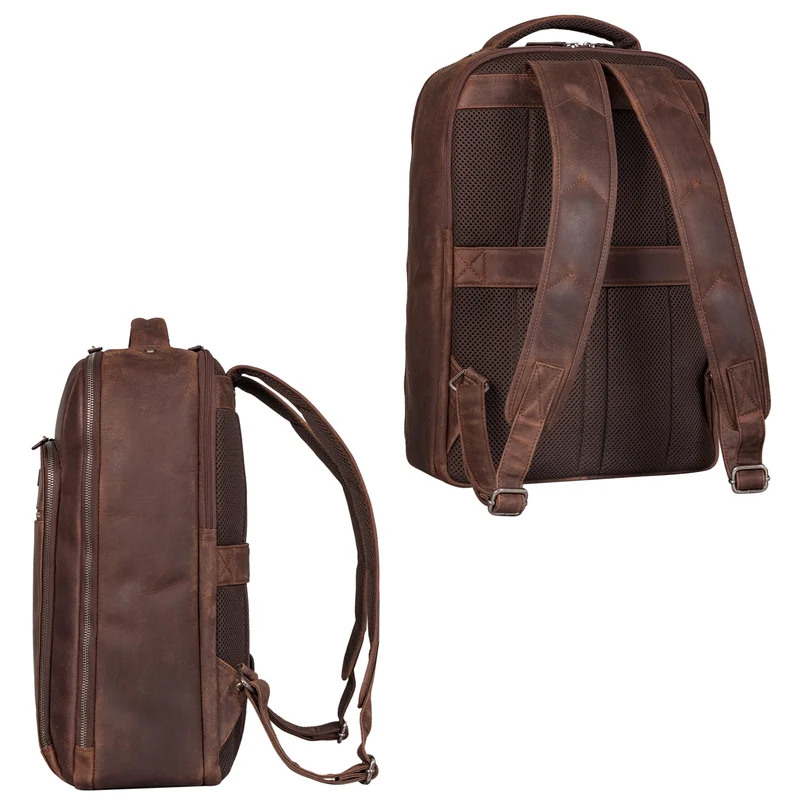 "Gustav" Leder-Rucksack mit Laptop-Fach 15 - 16 Zoll Damen Herren groß