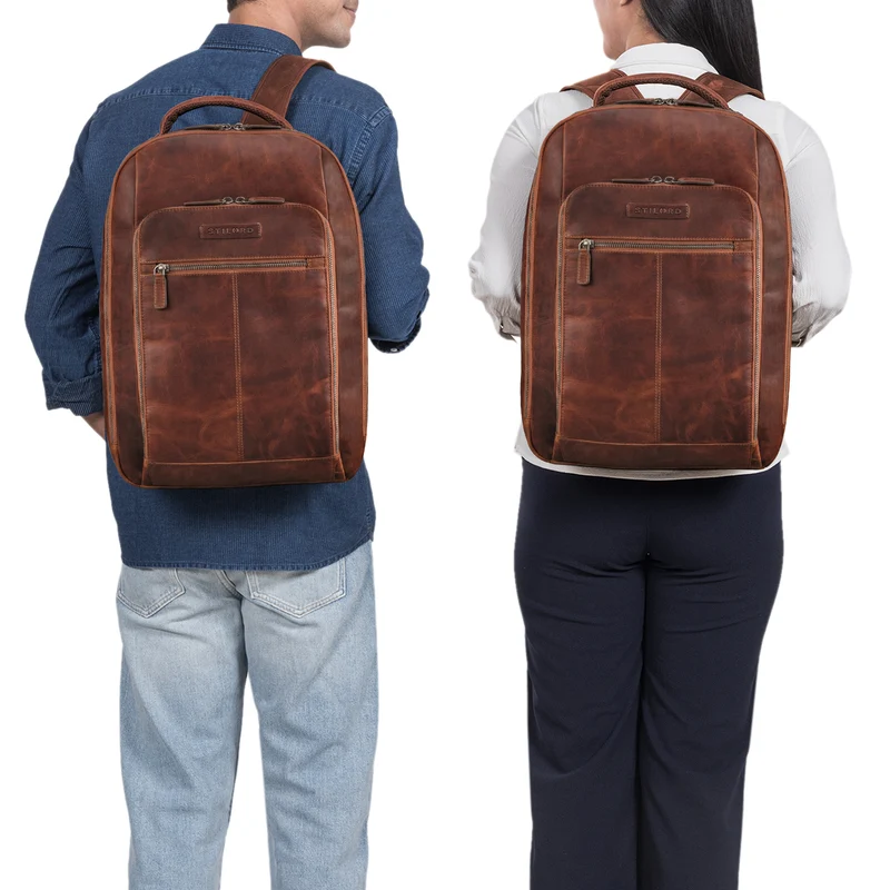 "Gustav" Leder-Rucksack mit Laptop-Fach 15 - 16 Zoll Damen Herren groß