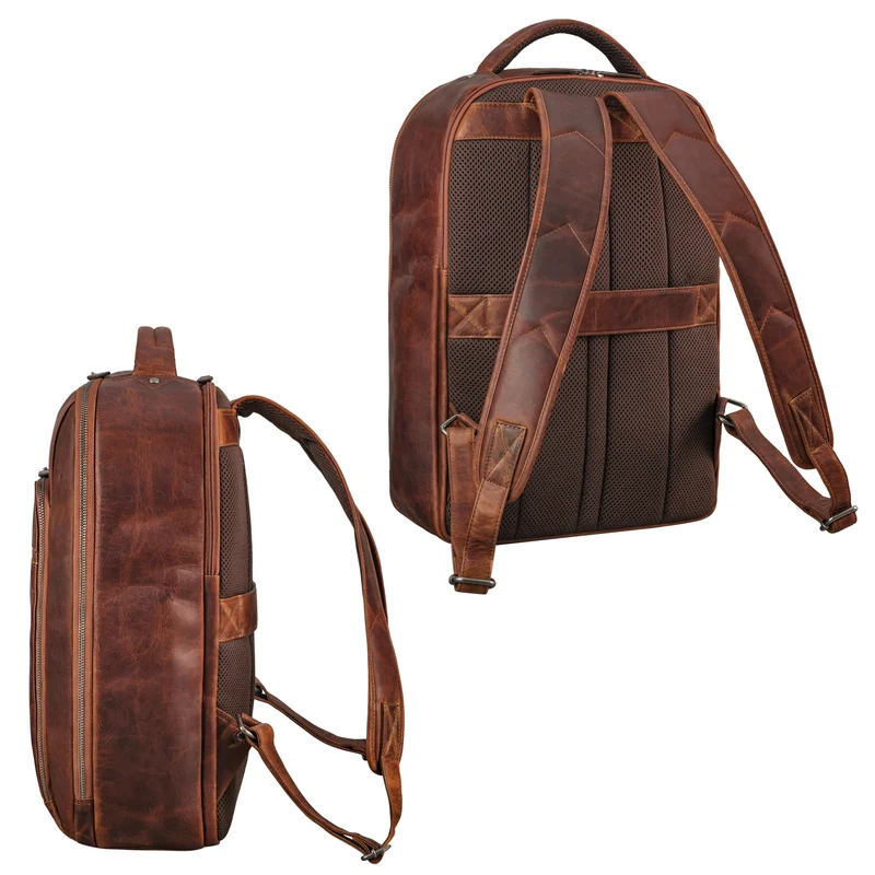 "Gustav" Leder-Rucksack mit Laptop-Fach 15 - 16 Zoll Damen Herren groß