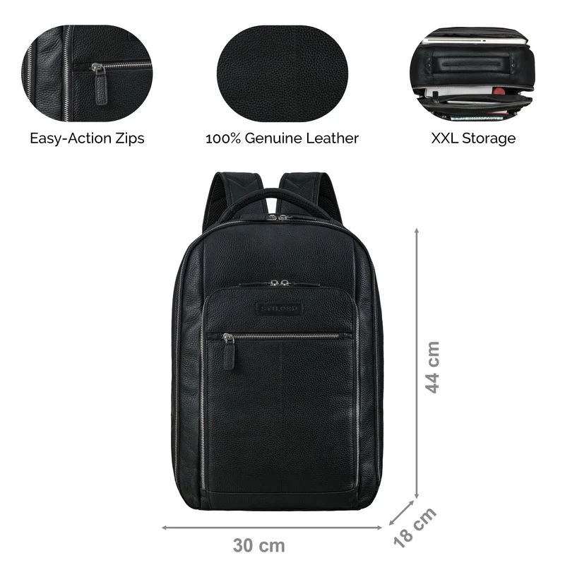 "Gustav" Leder-Rucksack mit Laptop-Fach 15 - 16 Zoll Damen Herren groß
