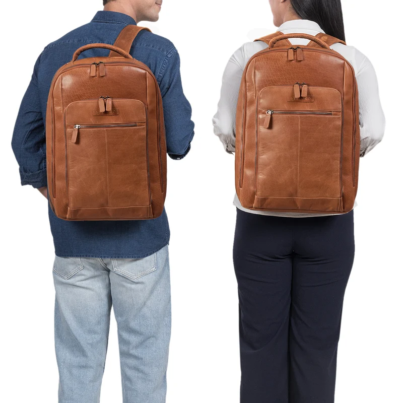 "Gustav" Leder-Rucksack mit Laptop-Fach 15 - 16 Zoll Damen Herren groß