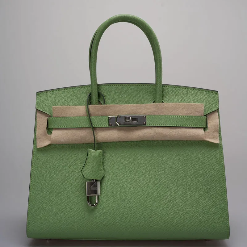 Hermes Birkin 30cm Sellier Tasche aus Epsom-Leder in Vert Avocado-Grün mit Palladium-Hardware